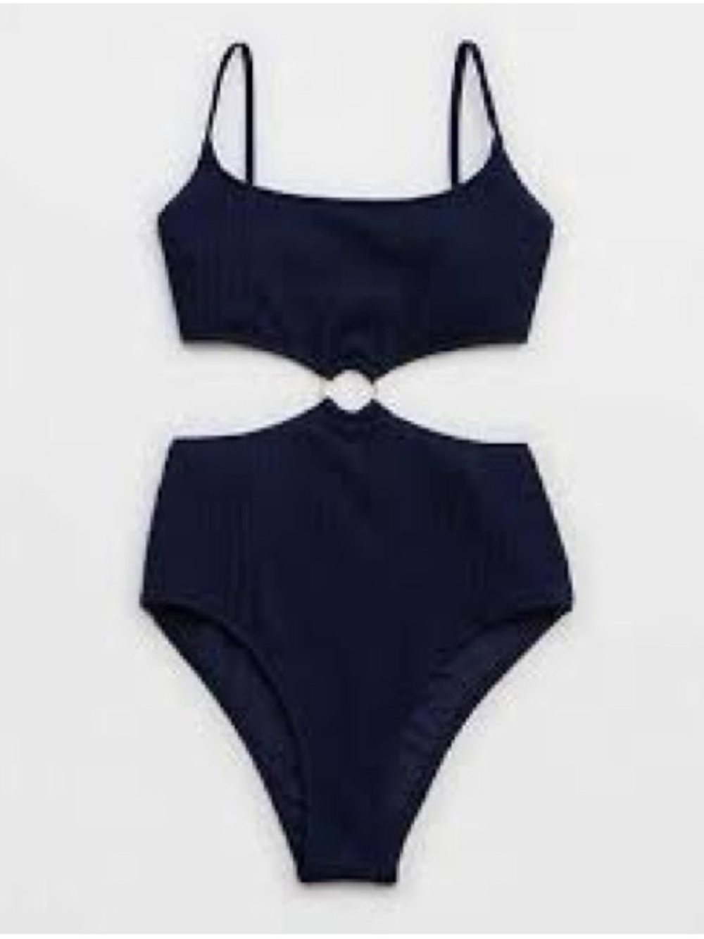 Aerie Crinkle Cut Out Cheeky One 1 Piece Swimsuit Dark Navy Blue